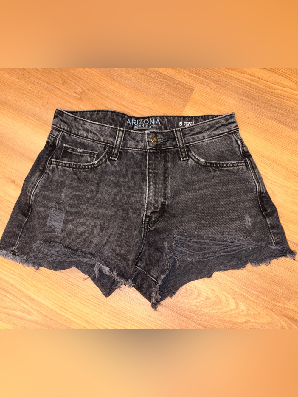 Arizona Jean Company Black Frayed Denim Shorts
